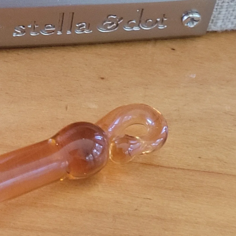 Vintage Amber Art Glass Teardrop Pendant Handblown Style 3 Inch